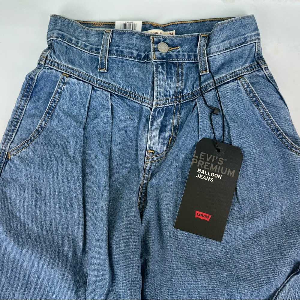 Levi's 80s Balloon Leg Jeans Blue High Rise Yoke Denim Premium Women Size 24 - Picture 2 of 6